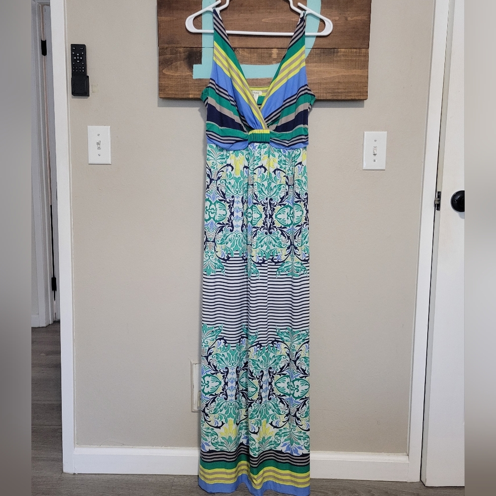 Soma Striped and Patterned Soft Jersey Ajustable Straps Maxi Dress Medium
